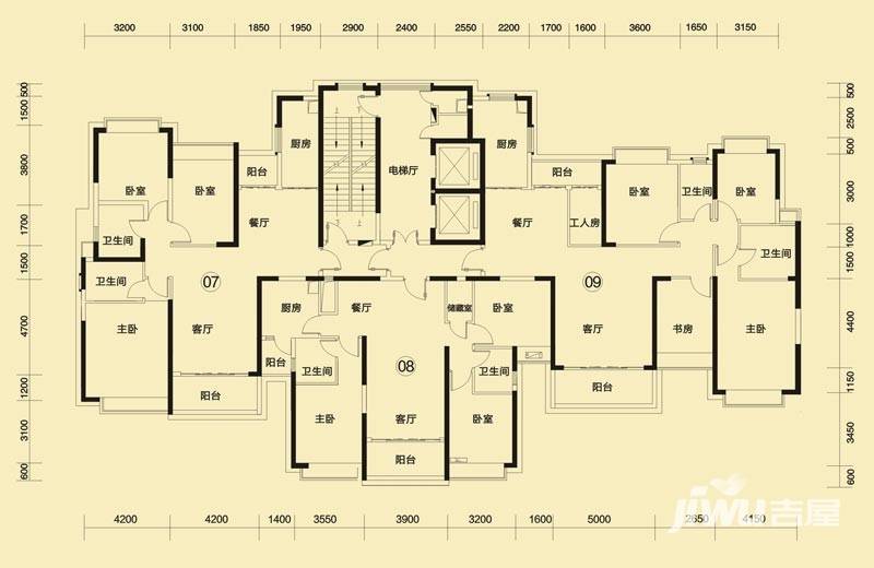 恒大雅苑普通住宅144.5㎡户型图