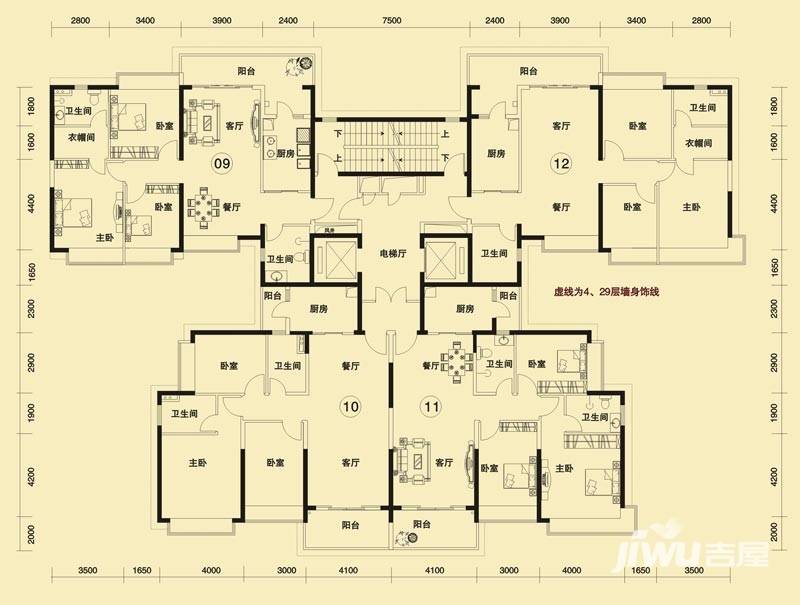 恒大雅苑普通住宅125.4㎡户型图