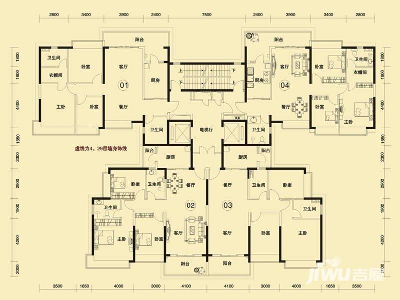 恒大雅苑普通住宅125.4㎡户型图