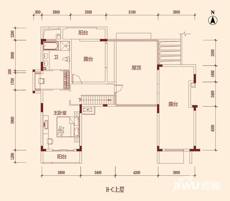 万科城广场3室2厅3卫190㎡户型图