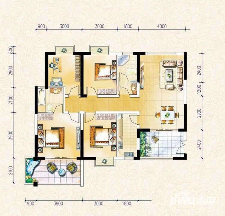 新兴北京御园4室2厅2卫户型图