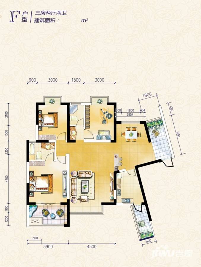 新兴北京御园4室2厅2卫143.3㎡户型图