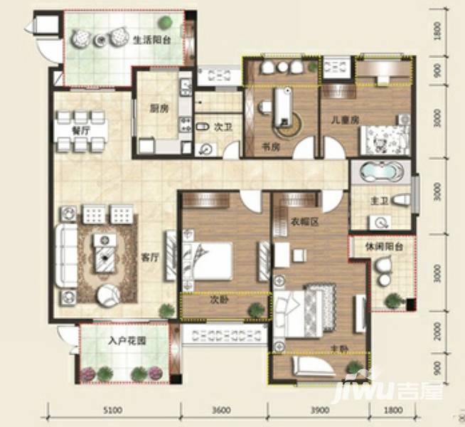 纳爱斯阳光丽城4室2厅2卫181㎡户型图