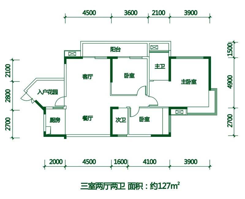 景秀江山3室2厅2卫127㎡户型图