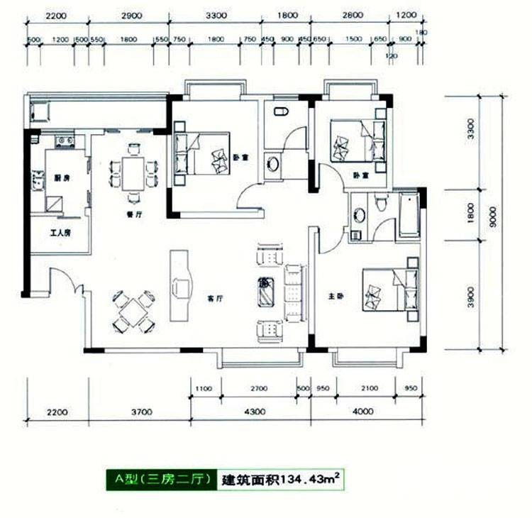 景秀江山3室2厅2卫户型图