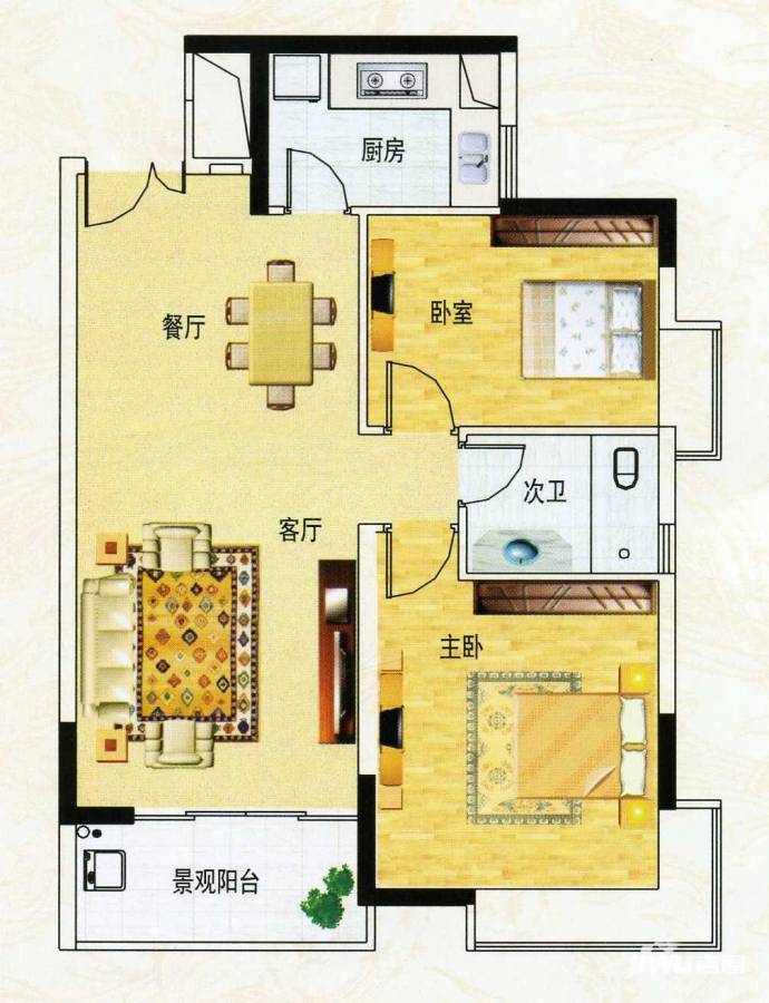 勤诚达雅阁国际普通住宅80.7㎡户型图