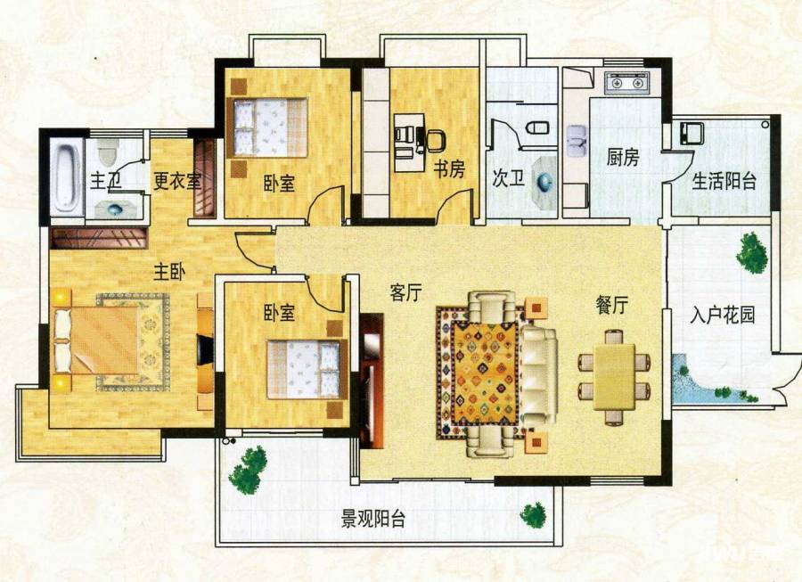 勤诚达雅阁国际4室2厅2卫154.6㎡户型图