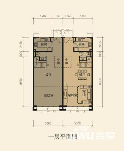 盈峰翠邸户型图 b1型一层 3室3厅4卫 200㎡