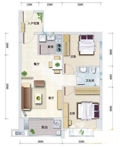 兴威帕克水岸普通住宅71.8㎡户型图