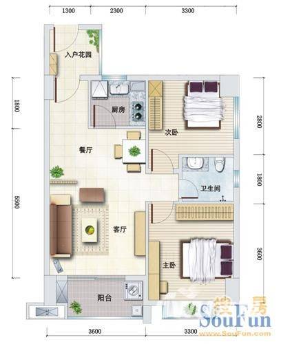 兴威帕克水岸普通住宅71.8㎡户型图