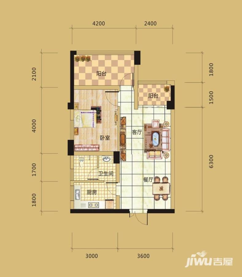 天晟海拔东方普通住宅71㎡户型图