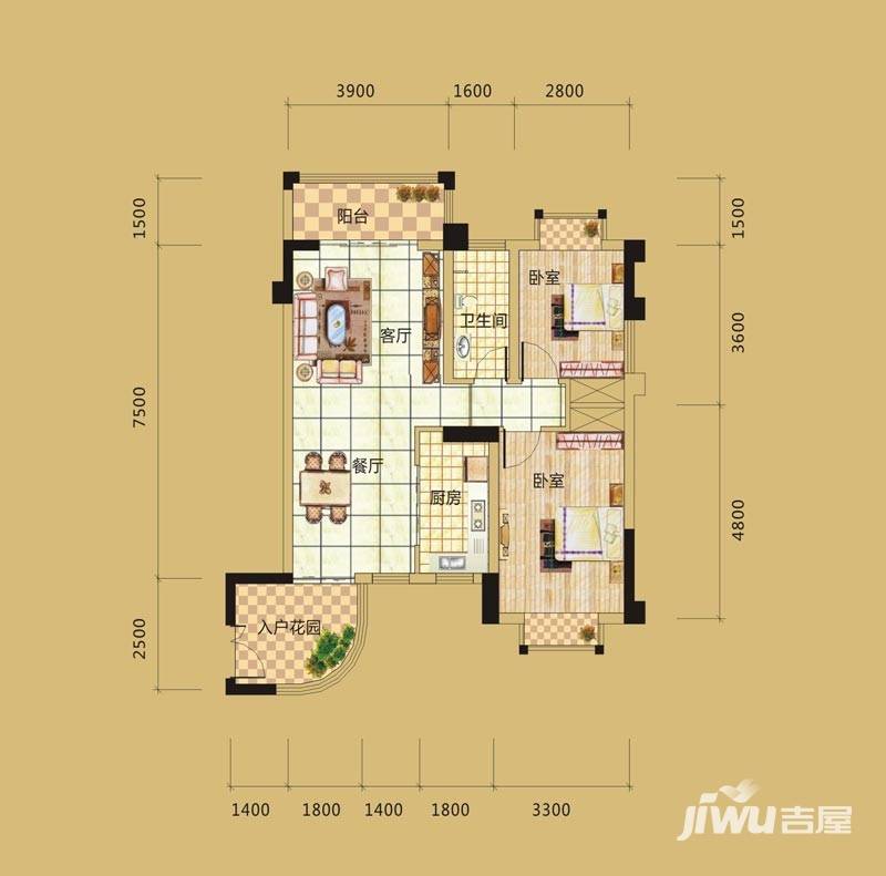 天晟海拔东方普通住宅92㎡户型图