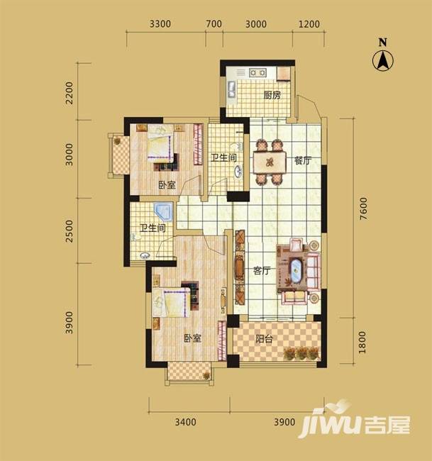 天晟海拔东方普通住宅97㎡户型图