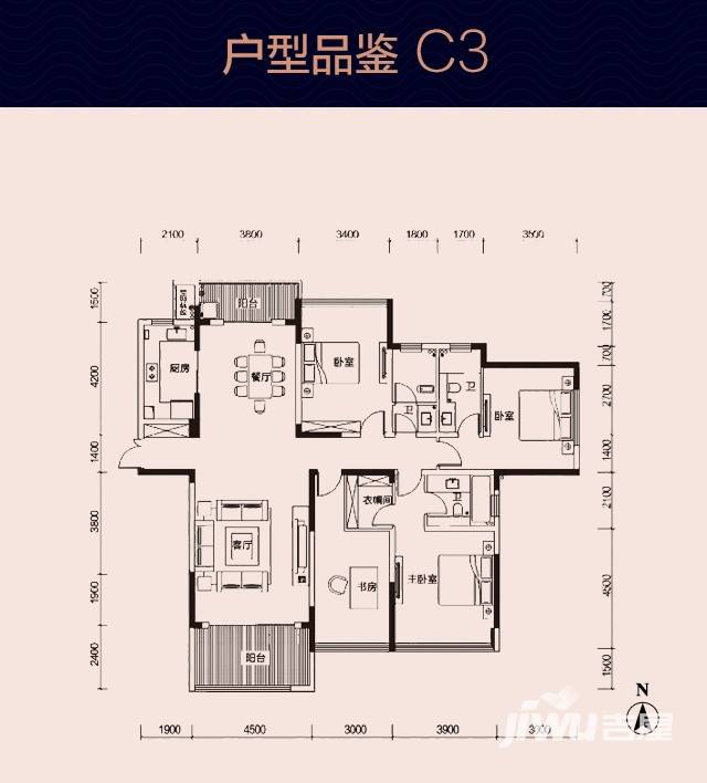 恩瑞御西湖恩瑞御西湖户型图 c3户型 198.34㎡