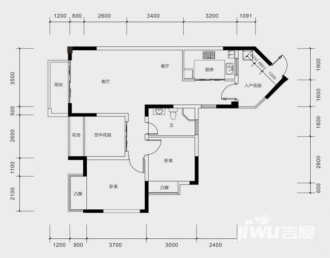 星语林汀湘十里普通住宅88.1㎡户型图