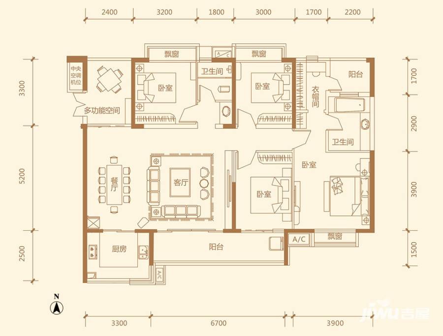 荣悦台4室2厅2卫161㎡户型图