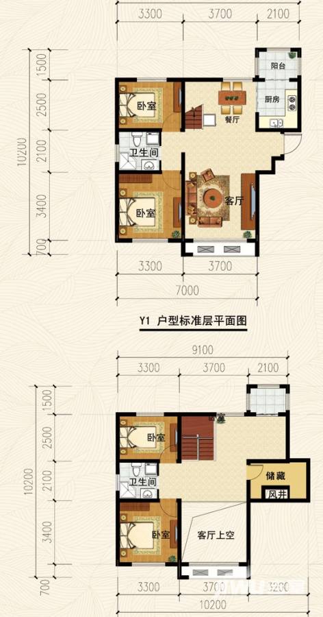 银河太阳城三期5室2厅2卫户型图