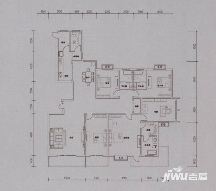 德宝国际名城6室2厅3卫290㎡户型图