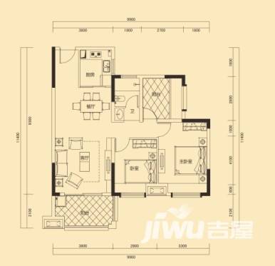 三一歌雅郡普通住宅89.7㎡户型图