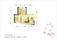 长虹东城时代2室2厅1卫68㎡户型图