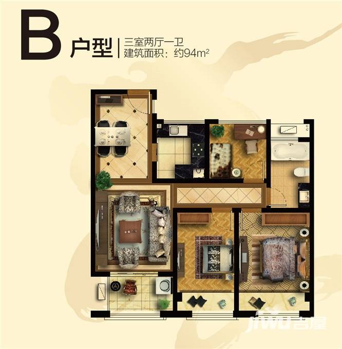 宝龙金轮广场普通住宅94㎡户型图