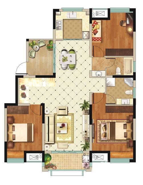 盛城世家普通住宅130㎡户型图