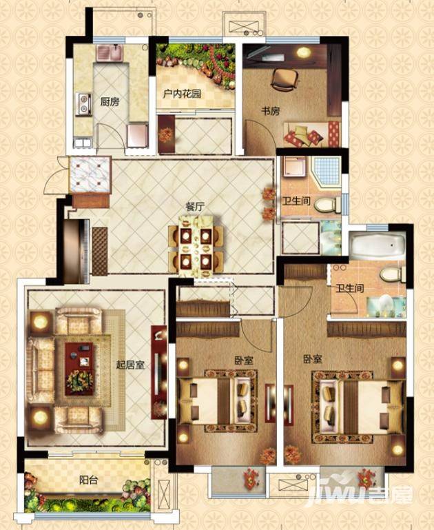 万和熙庭普通住宅124.9㎡户型图