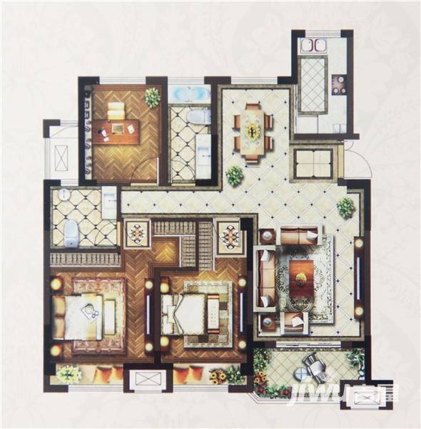 天俊悦府3室2厅2卫116㎡户型图