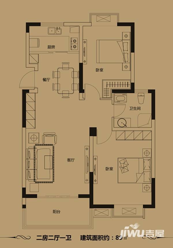 江扬尚东国际普通住宅89㎡户型图