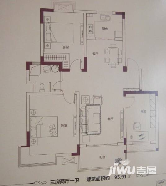 江扬尚东国际普通住宅95㎡户型图