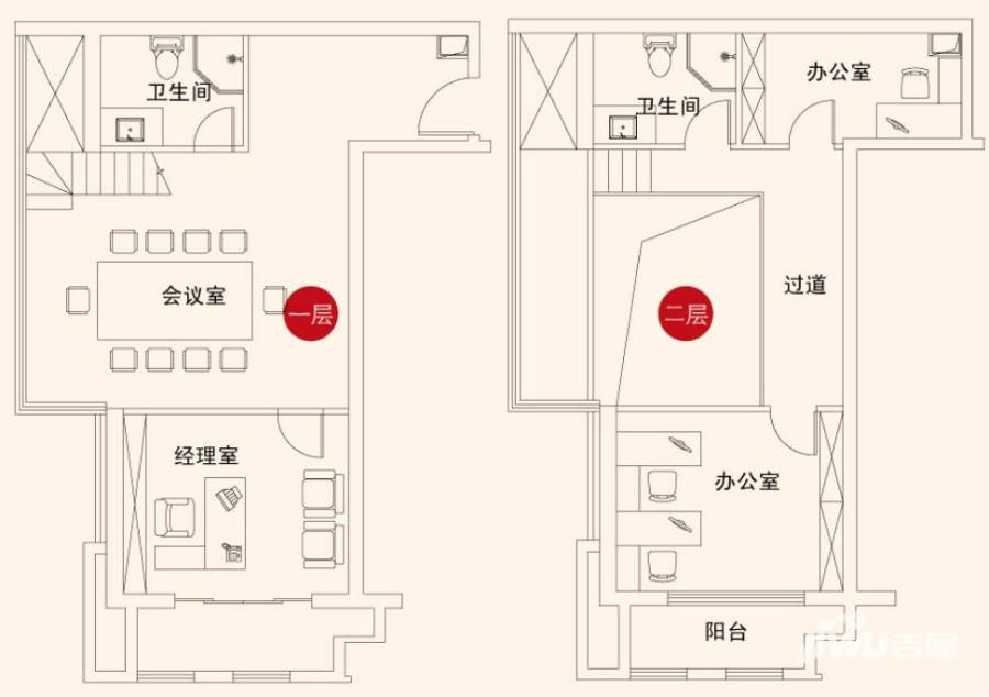 五亭龙商务国际普通住宅70㎡户型图