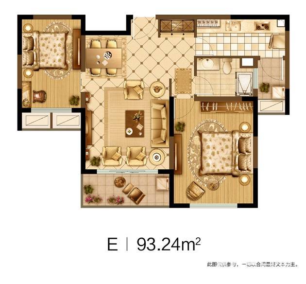 大上海御龙湾普通住宅93.2㎡户型图