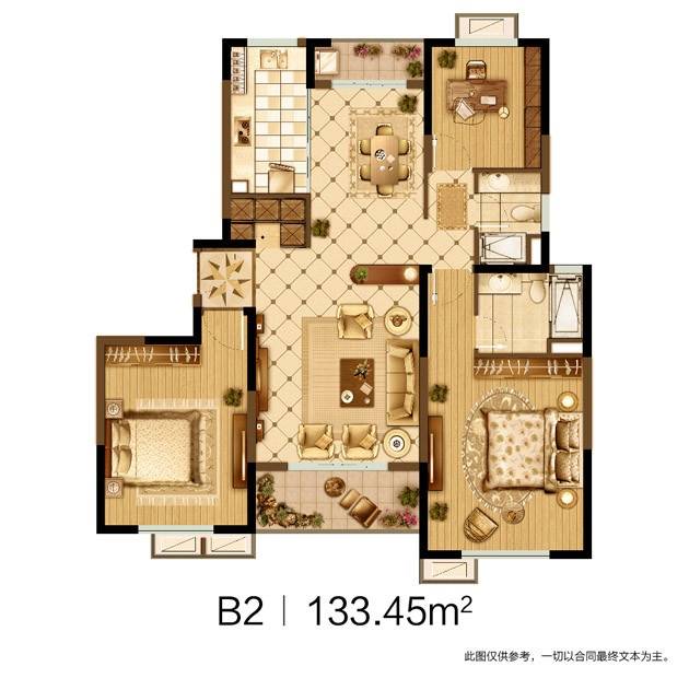 大上海御龙湾普通住宅133.4㎡户型图