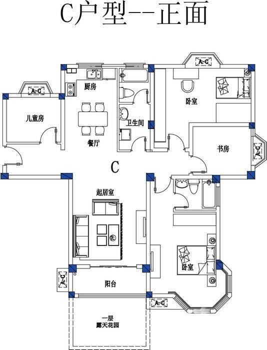 英伦小镇4室2厅2卫130㎡户型图