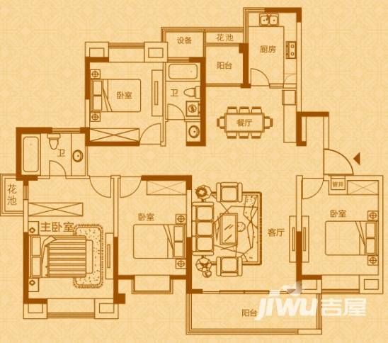 和昌运河东郡运河湾4室2厅2卫165㎡户型图