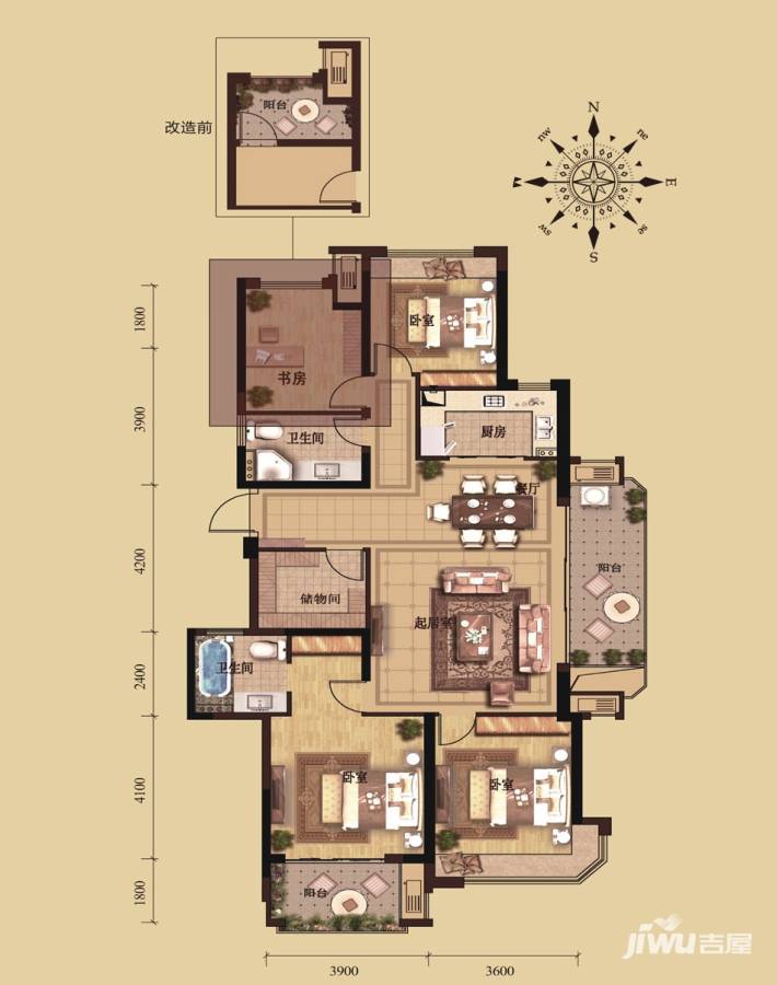 龙湖春江彼岸普通住宅165㎡户型图