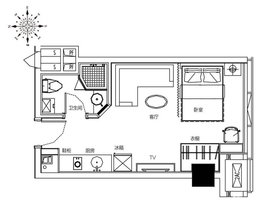 万豪国际普通住宅44㎡户型图