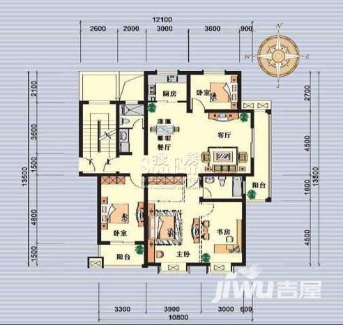 集美岸上蓝山4室2厅2卫139.8㎡户型图