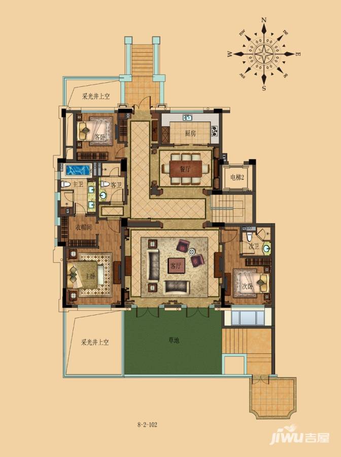 九龙仓璞俪洋房3室2厅3卫户型图