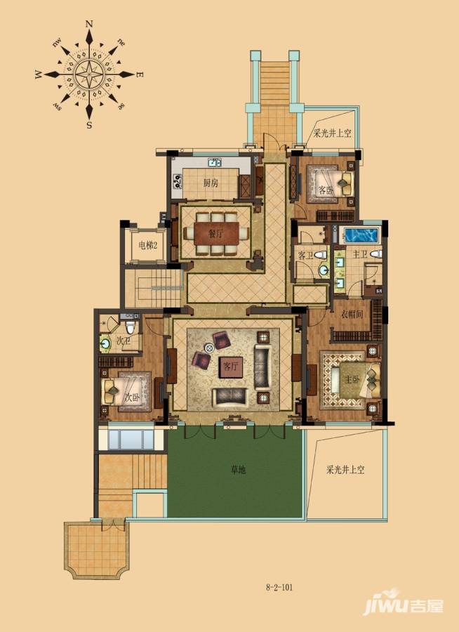 九龙仓璞俪洋房3室2厅3卫户型图