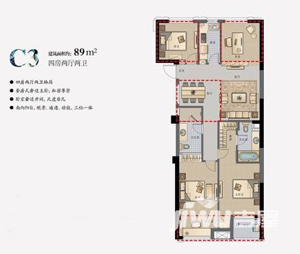 顺发恒园4室2厅2卫户型图