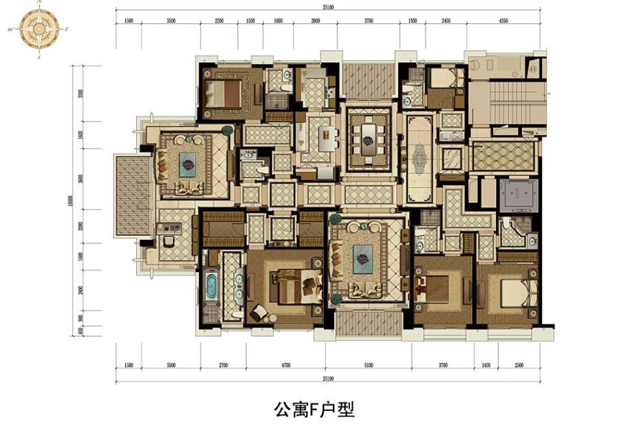 武林外滩5室3厅6卫360㎡户型图