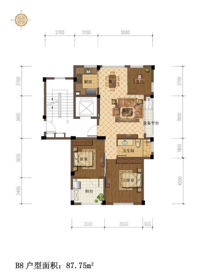 中交悦西溪普通住宅87.8㎡户型图