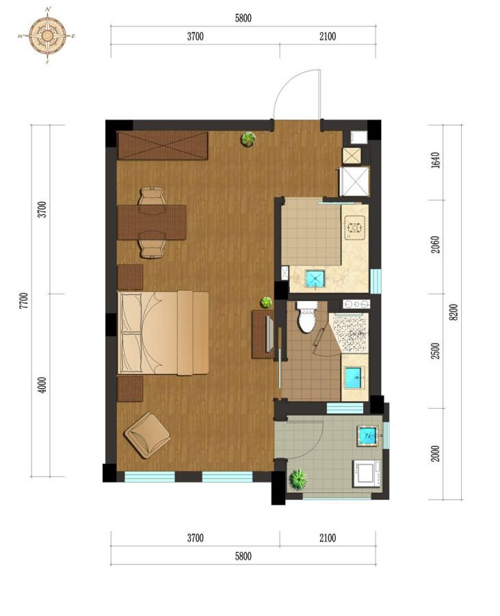 绿城乌镇雅园普通住宅56㎡户型图