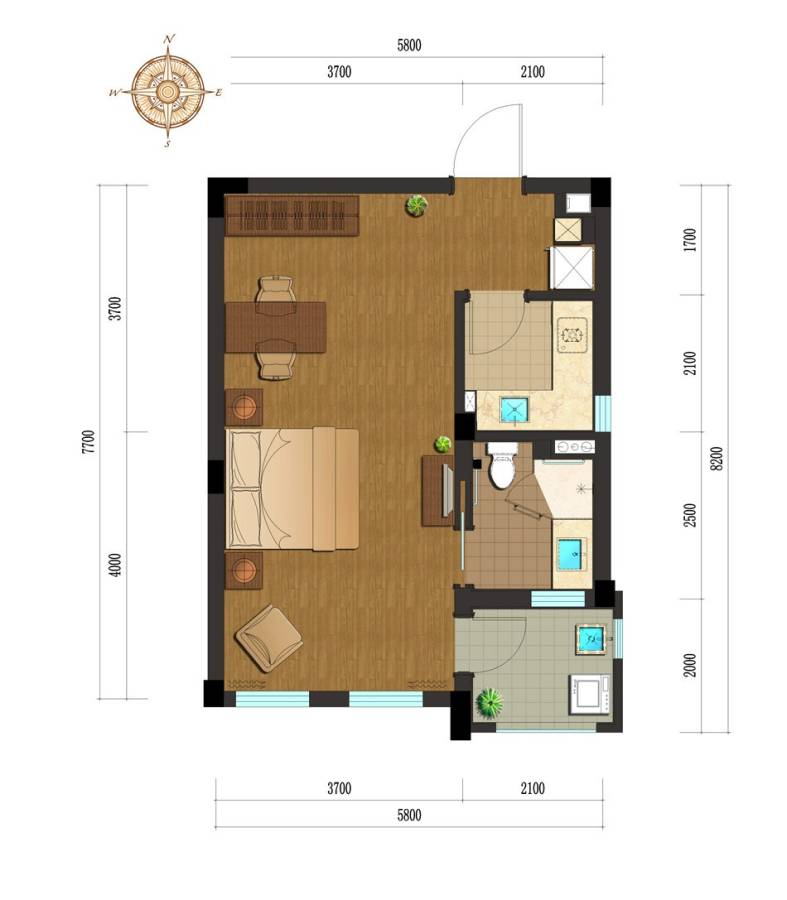 绿城乌镇雅园普通住宅56㎡户型图