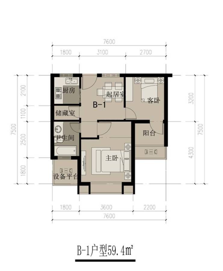 云都美浓小镇普通住宅59.4㎡户型图