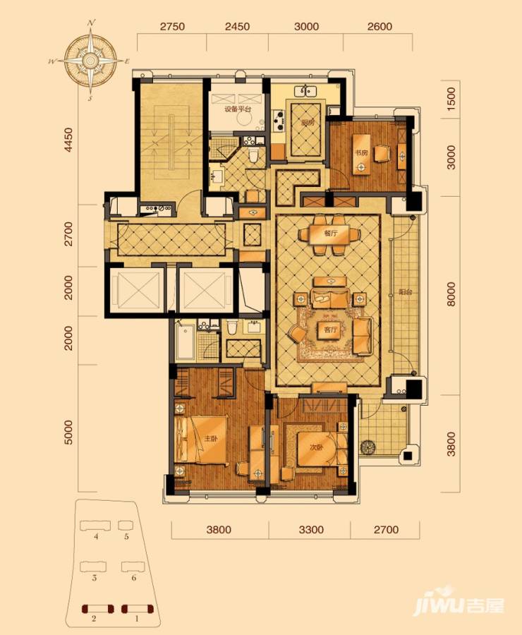 赛丽绿城慧园3室2厅2卫148㎡户型图