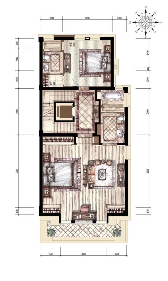 富越香溪普通住宅390㎡户型图