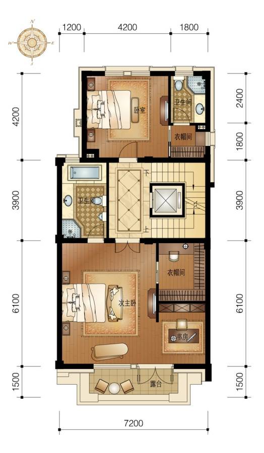 富越香溪7室2厅8卫380㎡户型图