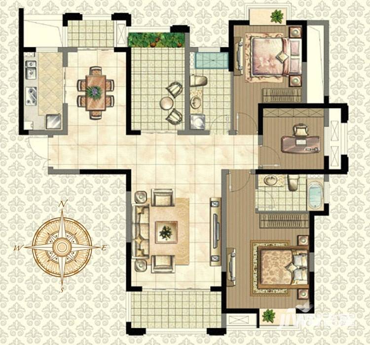 世茂西西湖普通住宅131㎡户型图